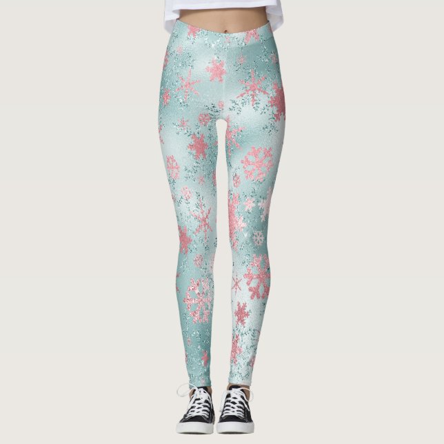 Leggings Elegante patrón de copos de nieve para Navidades r (Anverso)