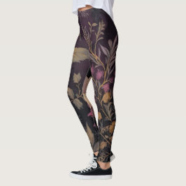 Leggings elegante patrón de flor oscura