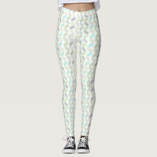 Leggings Elegante patrón de hojas tropicales botánicas de v