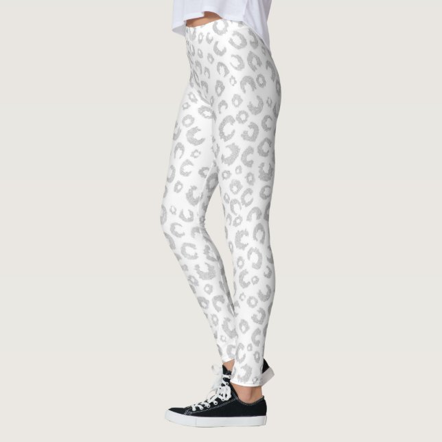 Leggings Elegante patrón de leopardo Purpurina plateado (Izquierda)