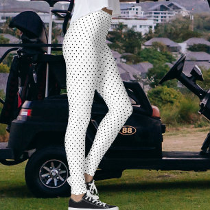 Leggings Elegante Patrón de Lunares Blancos y Negros