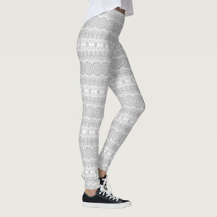 Leggings Elegante patrón de mandala plateado