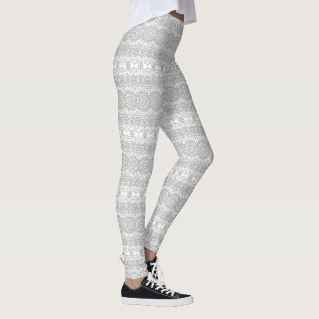 Leggings Elegante patrón de mandala plateado (Derecha)