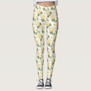 Leggings Elegante patrón de mariposas florales de hortensia