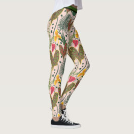 Leggings Elegante patrón de vegetación de flores botánicas