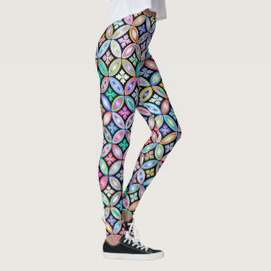 Leggings Elegante Patrón De Vidrio Manchado Abstracto De Co