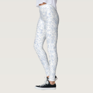 Leggings Elegante patrón Floral Blanco Hibiscus Daisies 