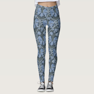 Leggings Elegante patrón floral de acuarela azul