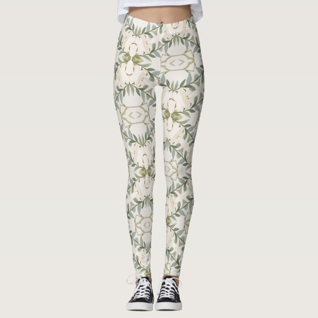 Leggings Elegante patrón floral neutral (Anverso)
