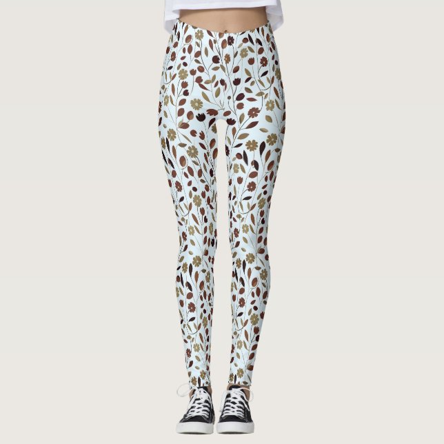 Leggings Elegante patrón floral neutro en tonos marrones (Anverso)