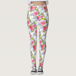 Leggings Elegante Patrón floral rosa rosa de Moda ondulada