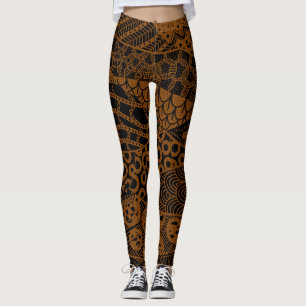 Leggings Elegante patrón tribal abstracto geométrico marr