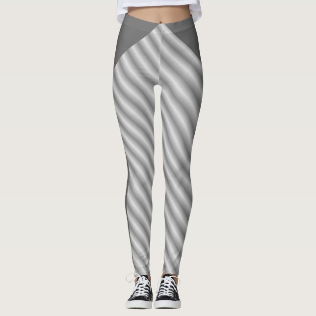 Leggings Elegante plateado blanco rayado (Anverso)