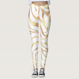 Leggings Elegante Purpurina dorado impresión de animal bla