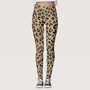 Leggings Elegante Purpurina dorado Leopardo negro