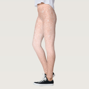 Leggings Elegante purpurina dorado rosa de cobre de gradien