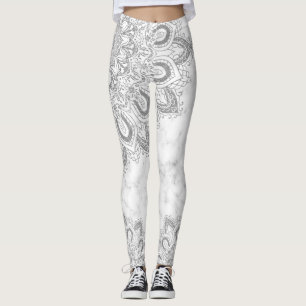 Leggings Elegante Purpurina plateado Mandala Marble