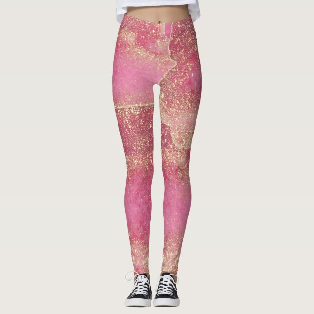 Leggings Elegante Purpurina rosa moderno con garras de rega (Anverso)