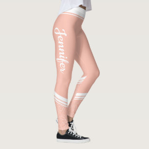 Leggings Elegante rayas blancas con motivos florales de col