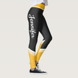 Leggings Elegante rayas blancas florales de color amarillo