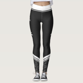 Leggings Elegante rayas blancas floridas negras y nombre mo