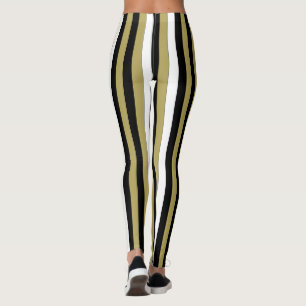 Leggings Elegante Rayas verticales Blanco Oro negro