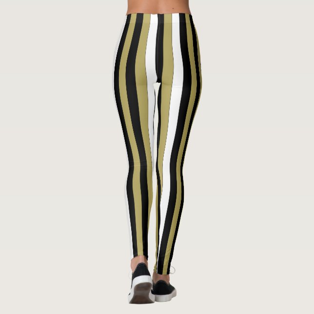 Leggings Elegante Rayas verticales Blanco Oro negro (Reverso)