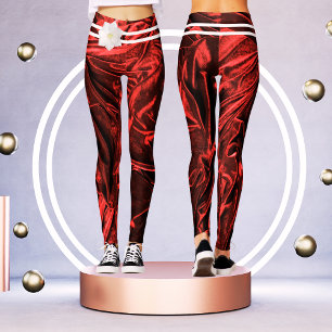 Leggings Elegante Red White Violet Burgandy Floral Femenina
