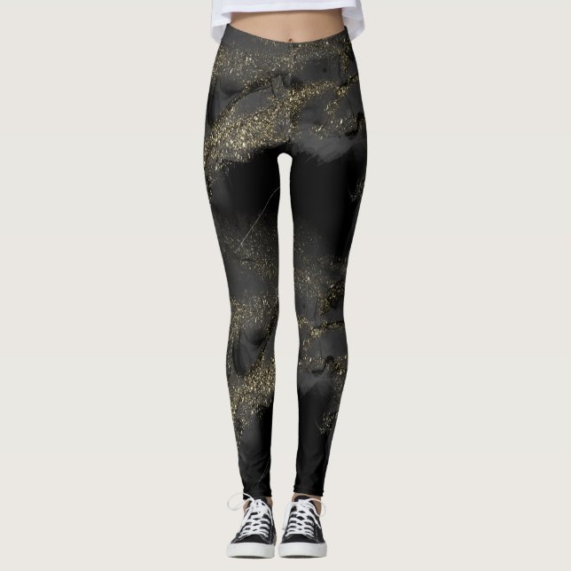 Leggings Elegante regalo de Purpurina negro moderno (Anverso)