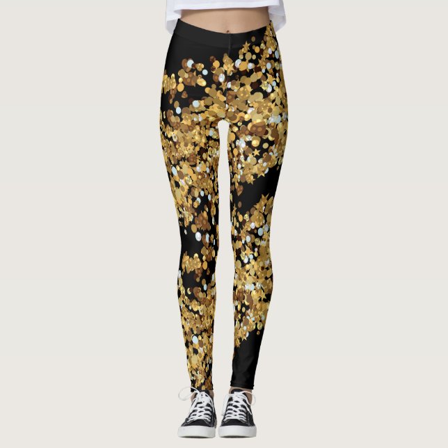 Leggings Elegante regalo de Purpurina negro moderno (Anverso)