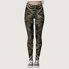 Leggings Elegante Relieve metalizado dorado Aspecto guión g