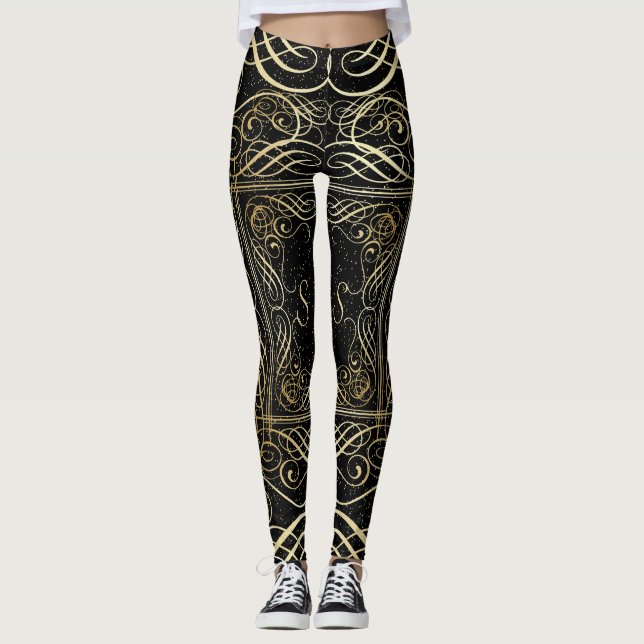 Leggings Elegante Relieve metalizado dorado Aspecto guión g (Anverso)