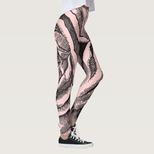 Leggings Elegante Rosa botánico negro en Rubor rosa pálido (Derecha)