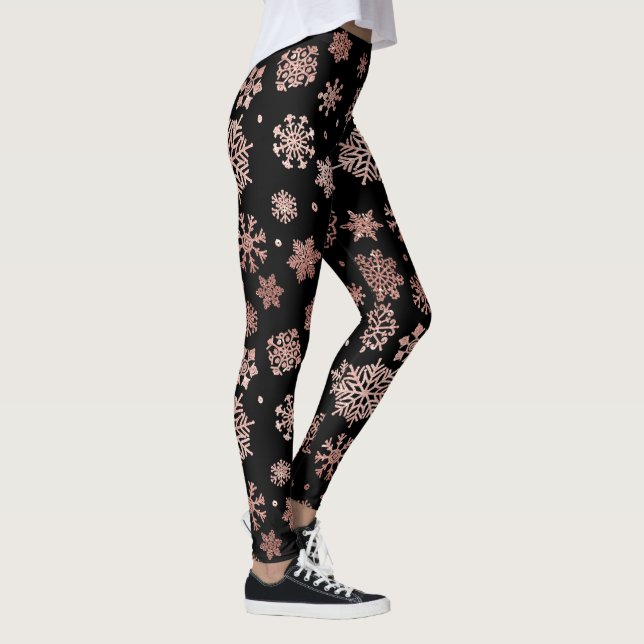Leggings Elegante rosa purpurina dorado celebra copos de ni (Derecha)