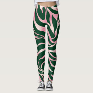 Leggings Elegante Rosa Verde Oro Purpurina Cebra