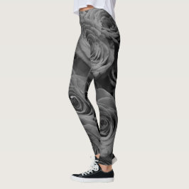 Leggings Elegante rosas grises clásicos foto floral gris