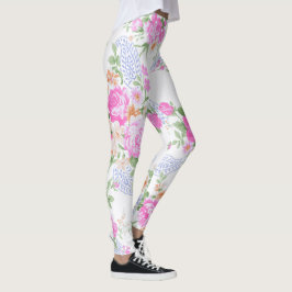 Leggings Elegante Roses Rosados Patrón de acuarela Floral |