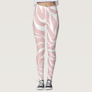 Leggings Elegante Rubor Pink Zebra White Animal Print