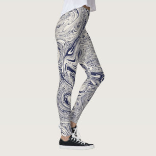 Leggings Elegante Swift De Mármol Azul Y Blanco