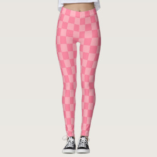 Leggings Elegante tablero de ajedrez rosa