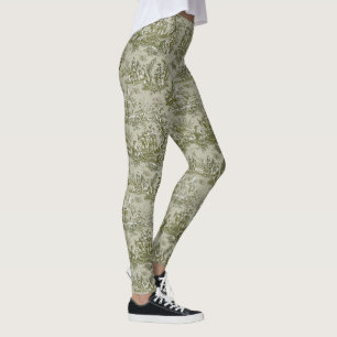 Leggings Elegante toile de jouy verde oliva