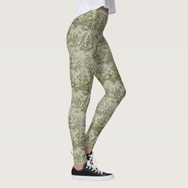 Leggings Elegante toile de jouy verde oliva (Derecha)