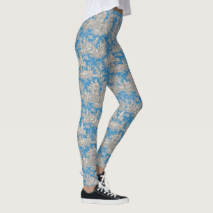 Leggings Elegante toile verde azulado de jouy de color turq