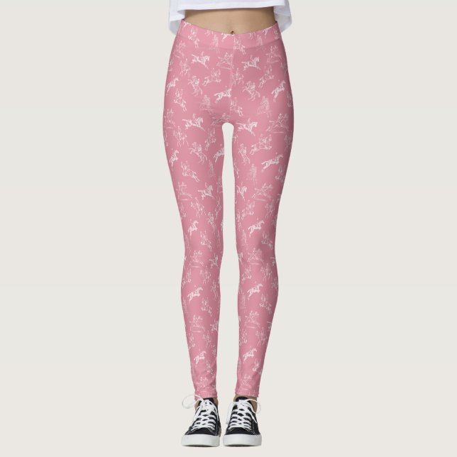 Leggings Elegante Viejo Caballo Blanco Rosa (Anverso)