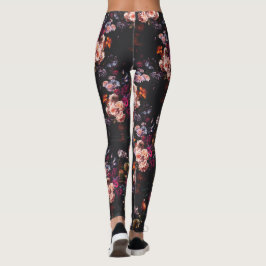 Leggings Elegante Vintage oscuro Moody Burgundy Floral