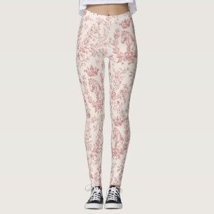 Leggings Elegante Vintage Rosa Beige Híbrido Ecuestre Flora