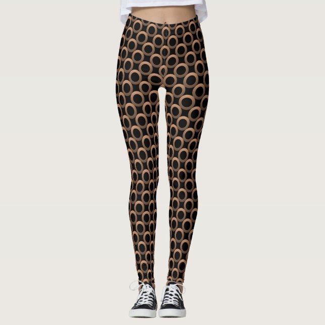 Leggings Elegante y brillante Anillos metálicos Diseño en c (Anverso)