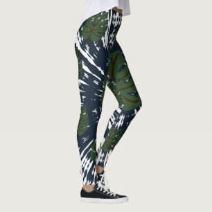 Leggings Elegante y clásico mosaico y hoja de tinta