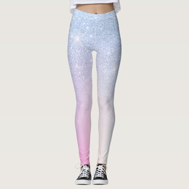 Leggings Elegante y elegante arco iris purpurina azul oscur (Anverso)