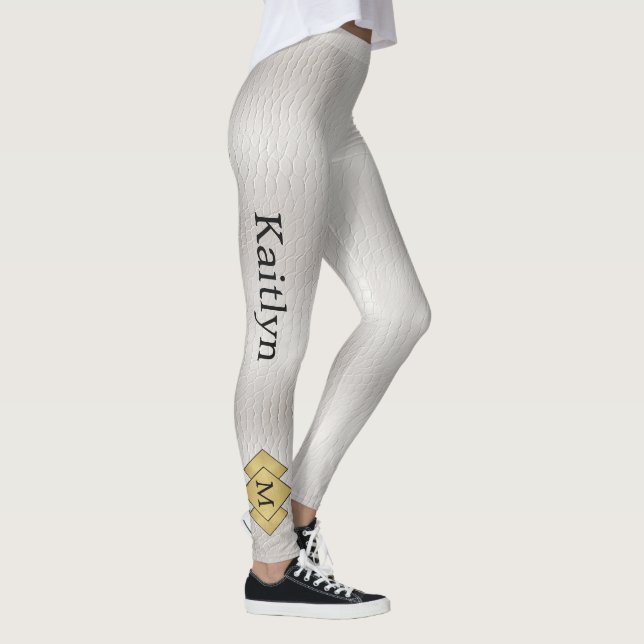 Leggings Elegante y elegante cuero blanco falso personaliza (Derecha)